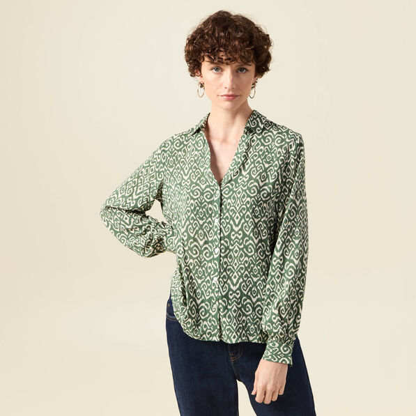 Blouse manches longues vert kaki femme