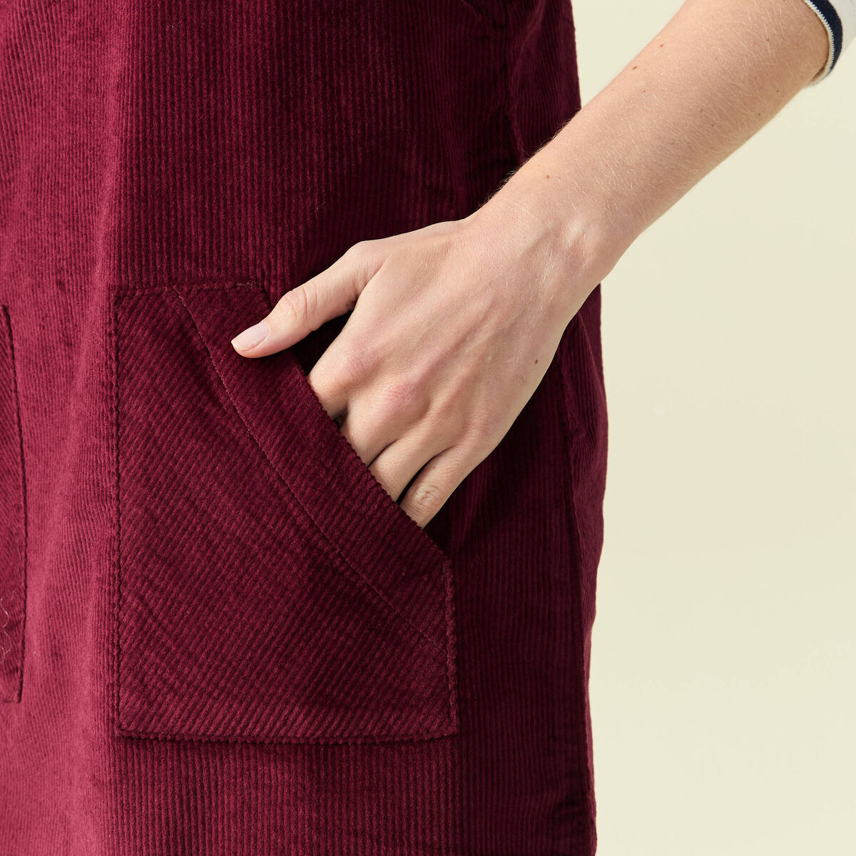 Robe sans manches en velours bordeaux femme