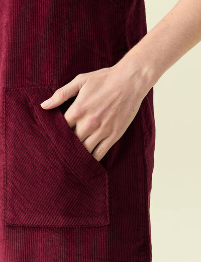 Robe sans manches en velours bordeaux femme