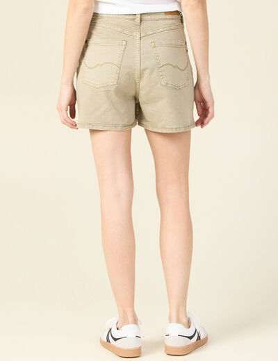 Jupe-short droite en jean vert kaki femme