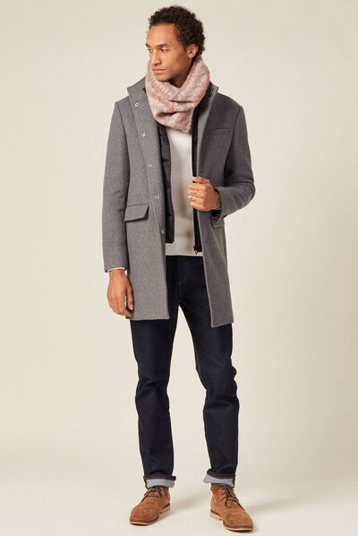 Pardessus droit boutonné gris foncé homme