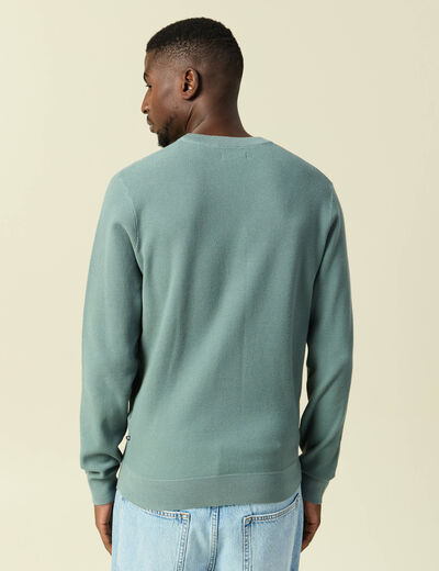 Pull fin col rond manches longues bleu gris homme