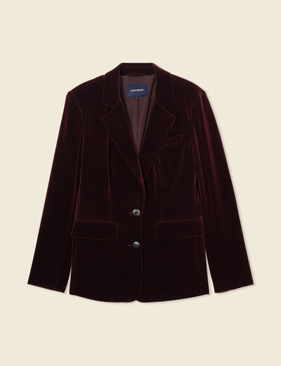 Veste blazer velours bordeaux femme