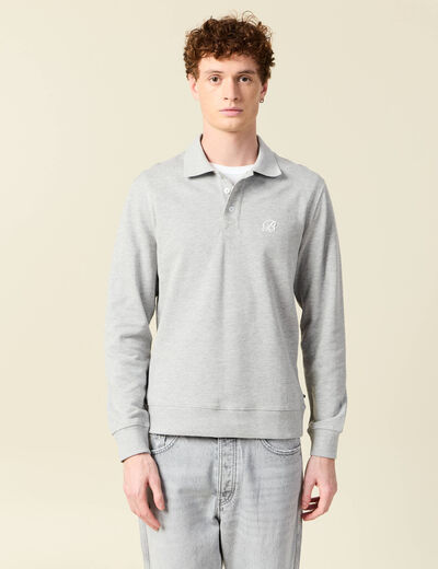 Sweat manches longues brod&eacute; gris homme