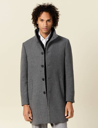 Manteau ajusté boutonné gris foncé homme
