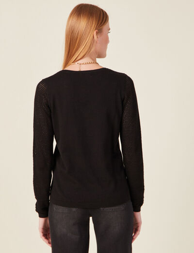 Pull à manches longues noir femme