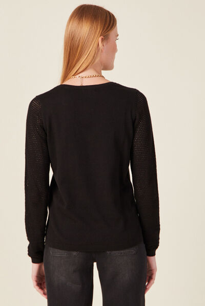 Pull à manches longues noir femme