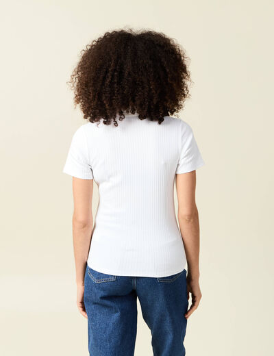 T-shirt cintré manches courtes blanc femme