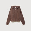 Sweat boyfriend &agrave; capuche marron femme
