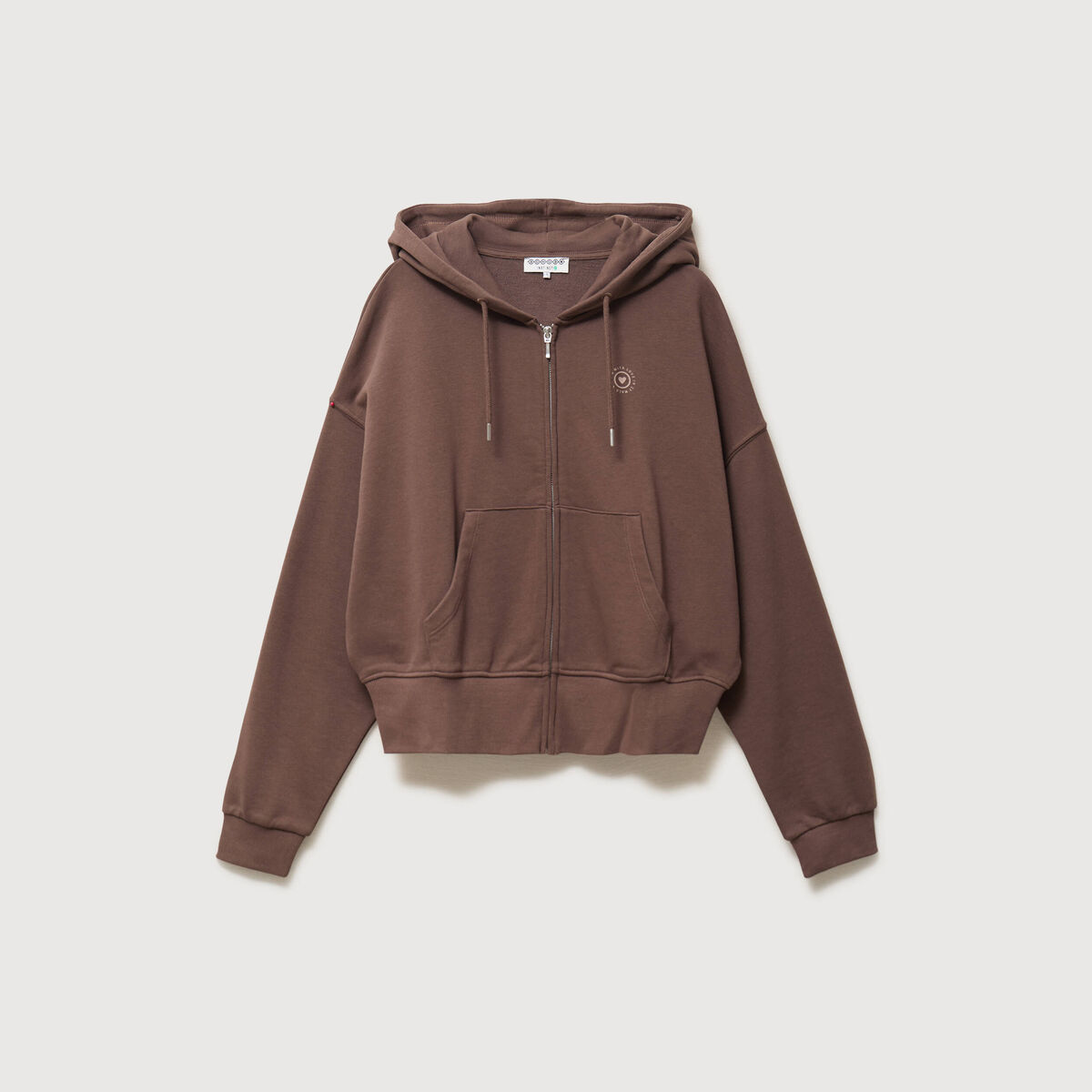 Sweat boyfriend &agrave; capuche marron femme