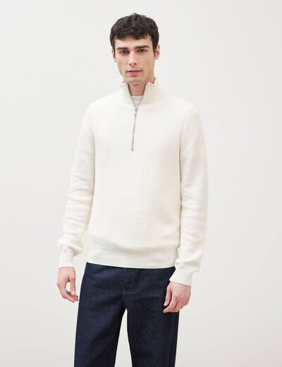 Pull col camionneur ecru homme