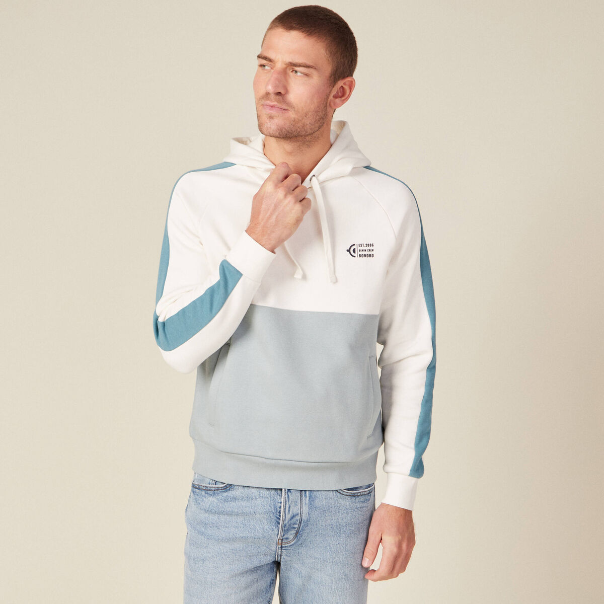 Sweat éco-responsable bleu gris homme