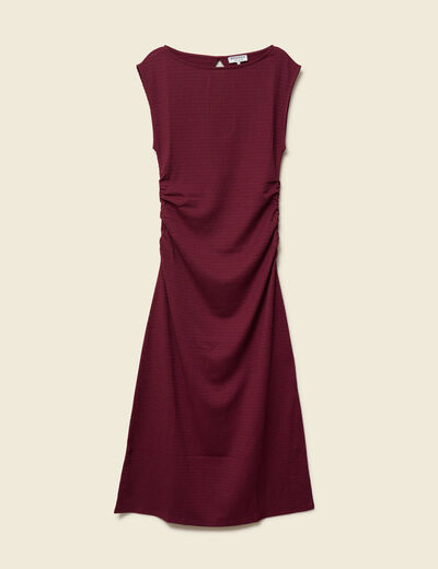 Robe longue cintr&eacute;e sans manches bordeaux femme