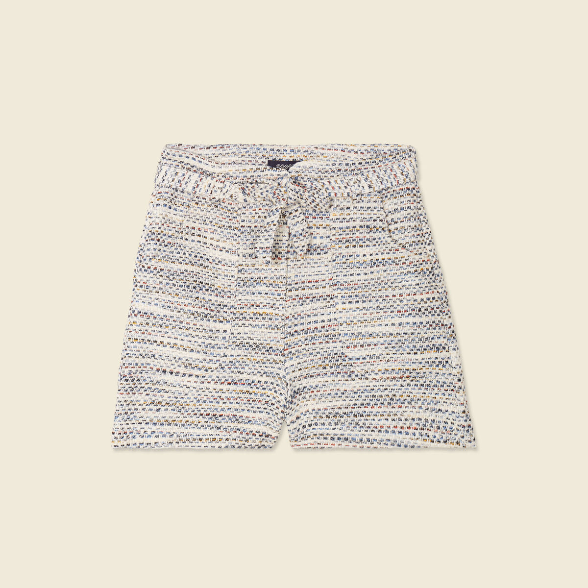 Short ajust&eacute; taille haute creme femme