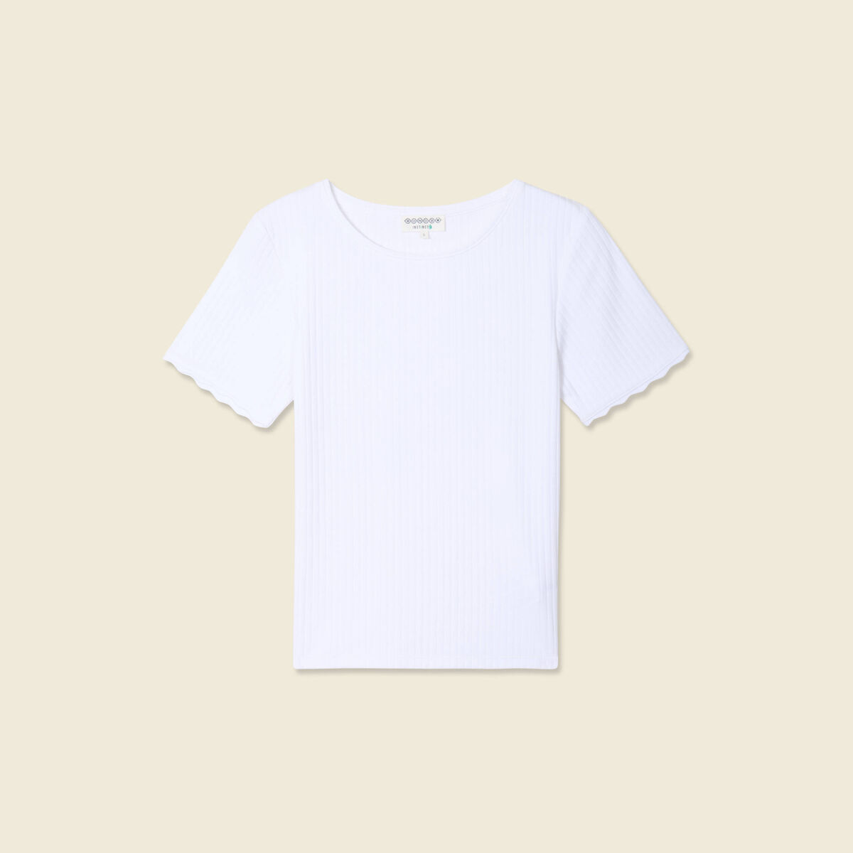 T-shirt manches courtes côtelé blanc femme