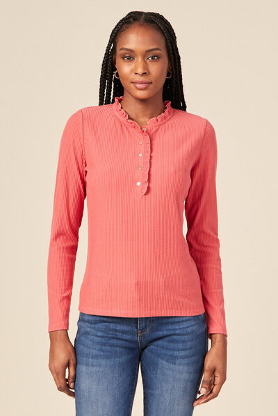 T-shirt manches longues terracotta femme