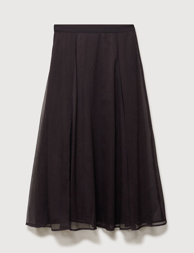 Jupe en voile doubl&eacute;e marron fonc&eacute; femme