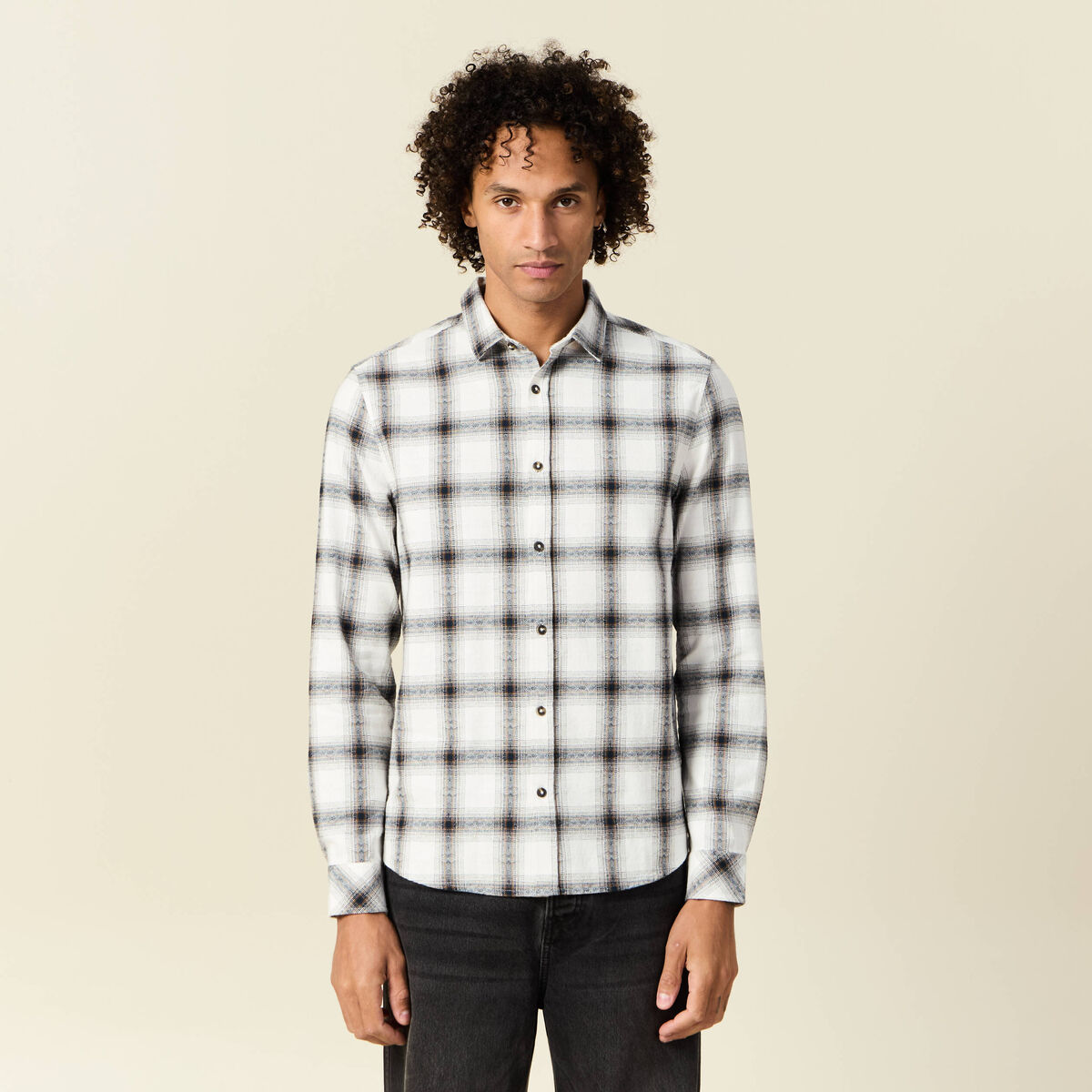 Chemise manches longues bleu marine homme