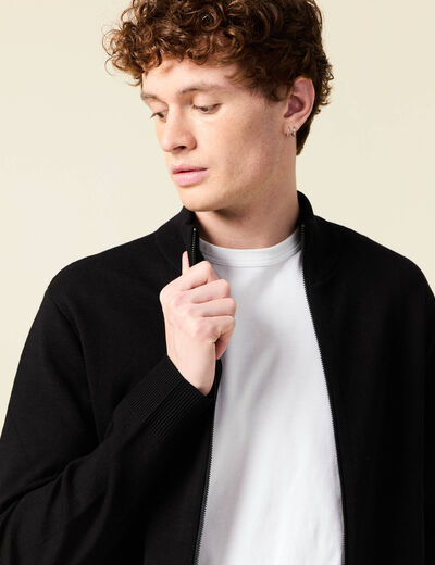 Gilet manches longues zippé noir homme