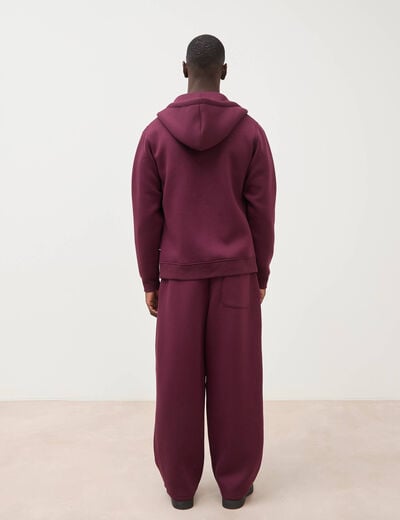 Sweat ample &agrave; capuche manches longues prune homme