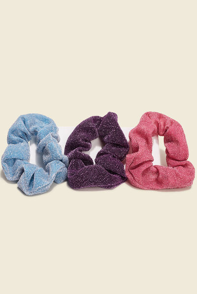 Lot 3 chouchous métallisés multicolore femme