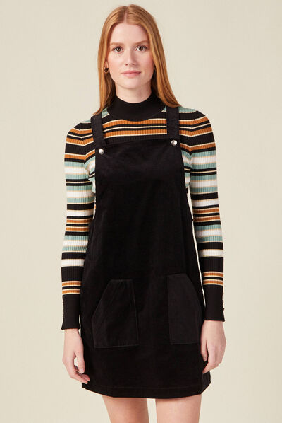 Robe chasuble trapèze velours noir femme