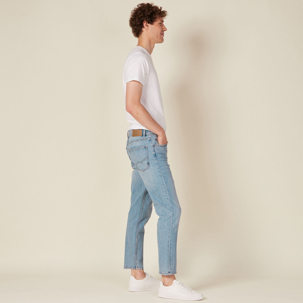 Jeans slim 5 poches denim bleach homme