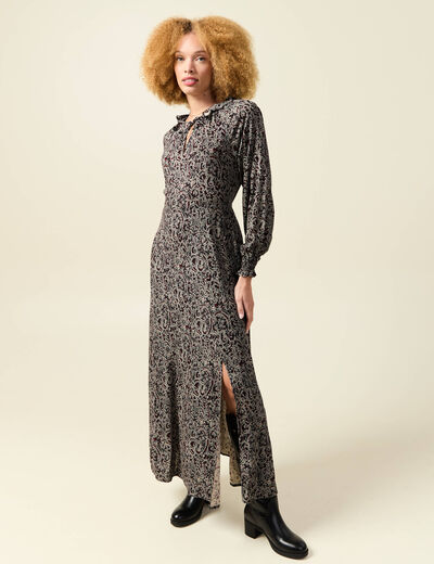 Robe manches longues noir femme