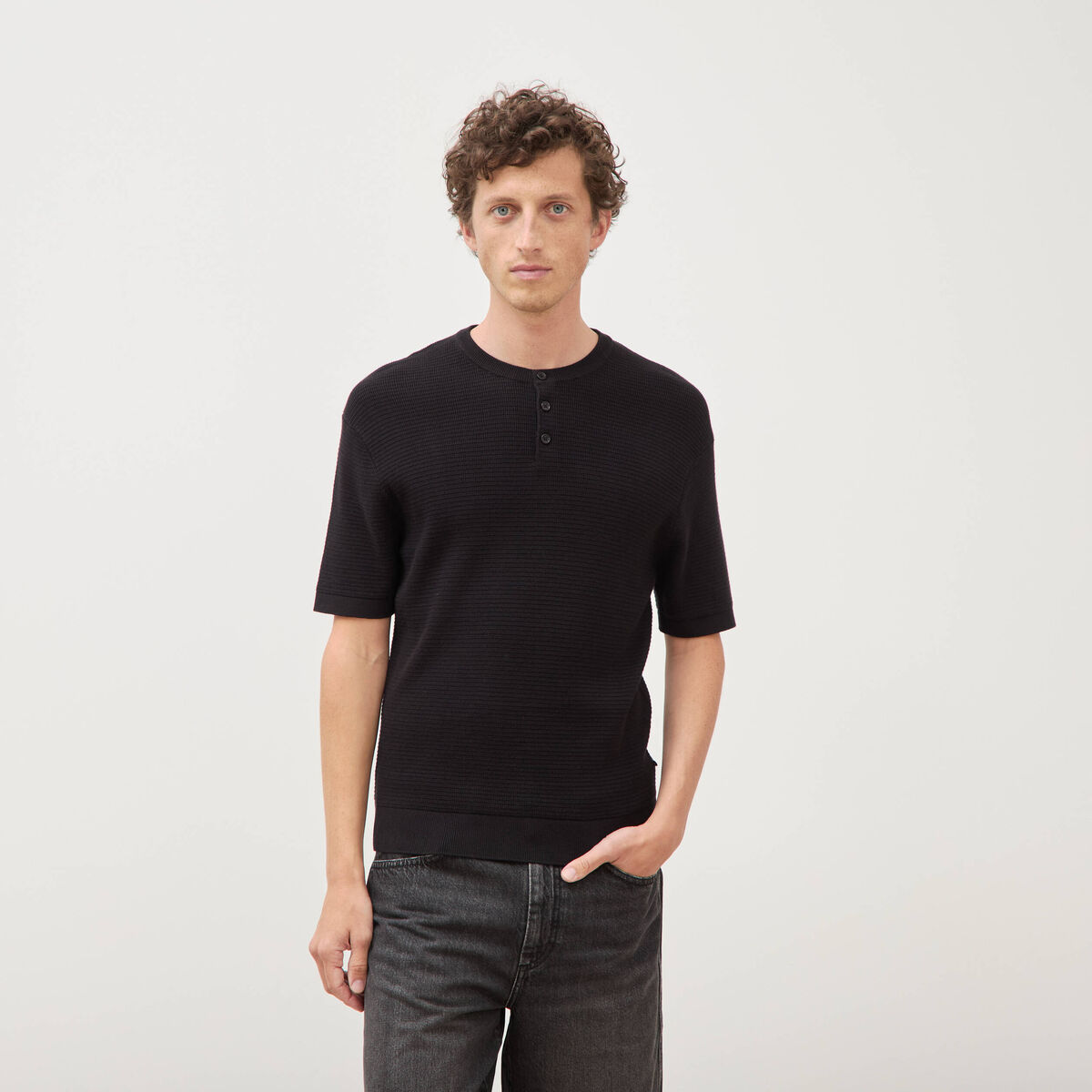 T-shirt en coton manches courtes noir homme