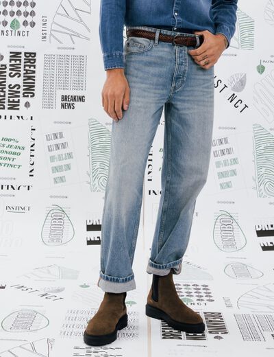 Jeans relax 5 poches denim dirty homme
