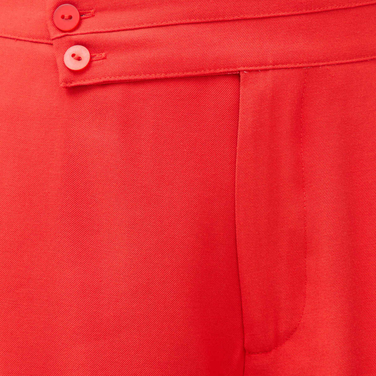 Pantalon large taille haute ceinture rouge femme