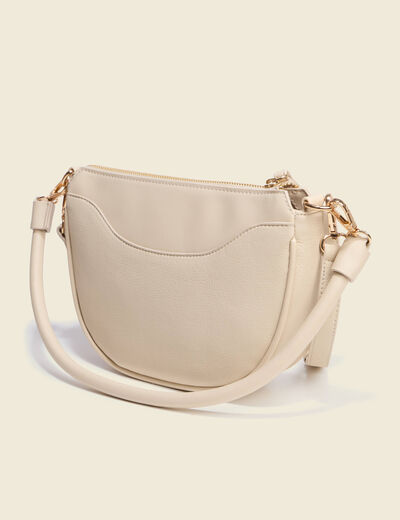 Sac demi-lune &agrave; bandouli&egrave;re ivoire femme