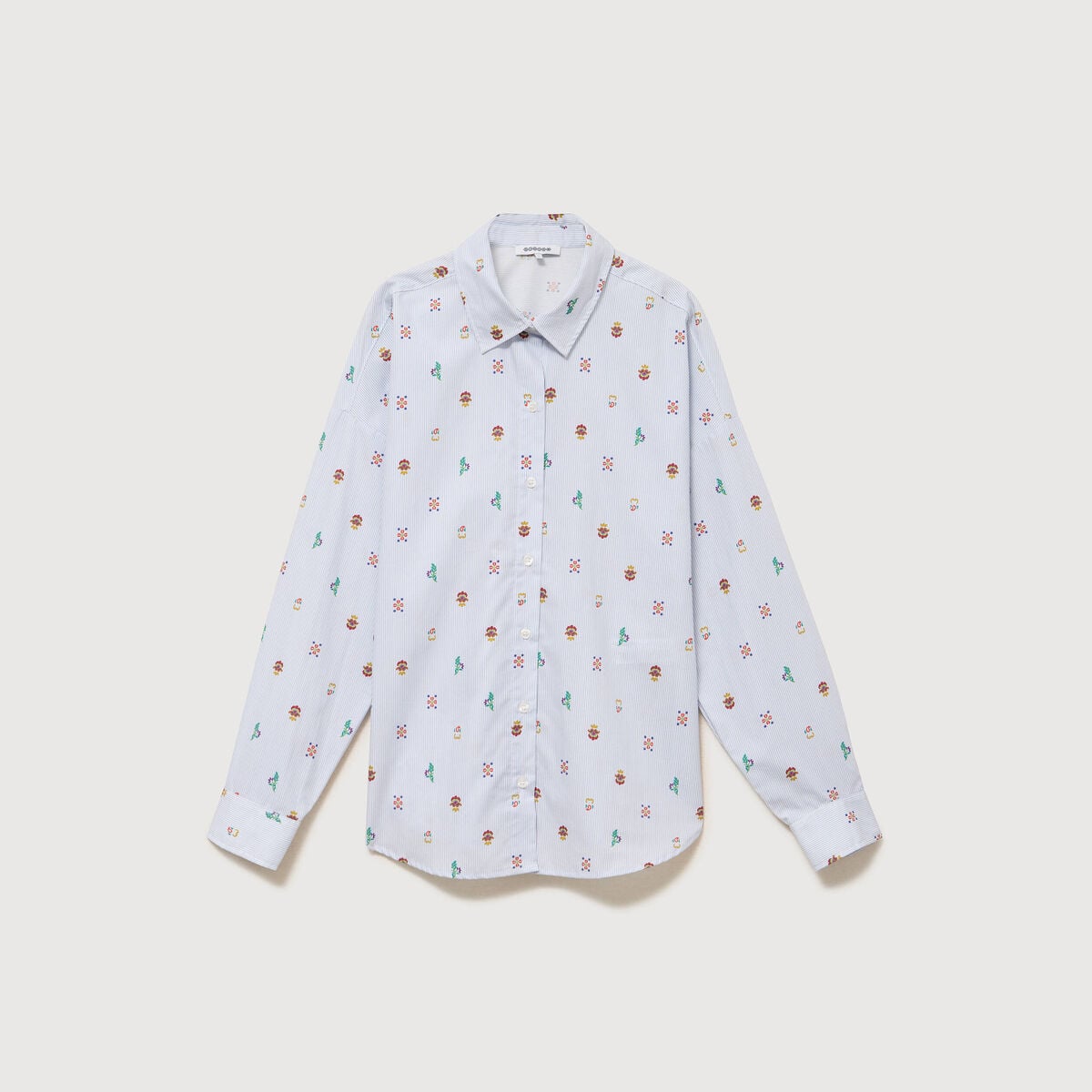 Chemise ample en coton manches longues multicolore femme