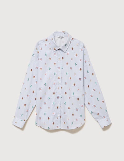 Chemise ample en coton manches longues multicolore femme