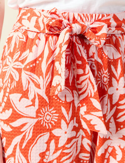 Pantalon fluide large orange foncé femme