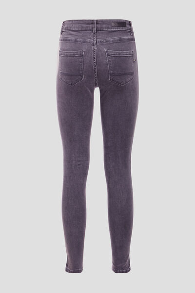 Jeans skinny 7/8ème gris foncé femme