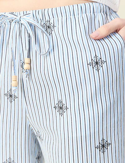 Pantalon droit 7/8ème bleu ciel femme