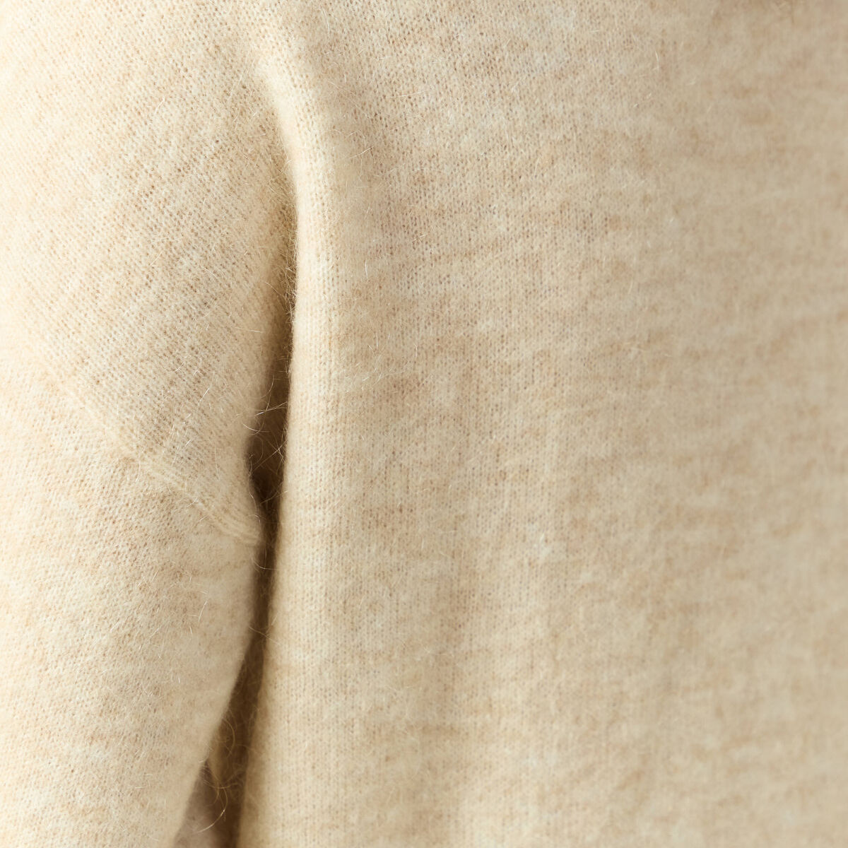 Pull col rond manches longues beige femme