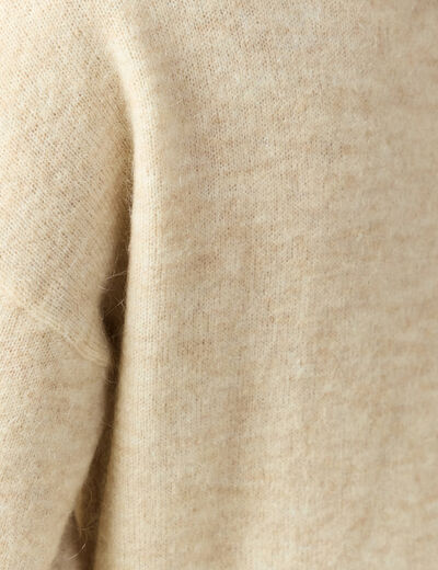 Pull col rond manches longues beige femme