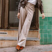 Pantalon loose taille standard fluide beige femme