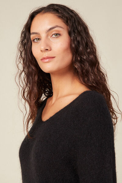Pull éco-responsable noir femme