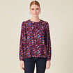 Blouse manches longues col rond marron femme