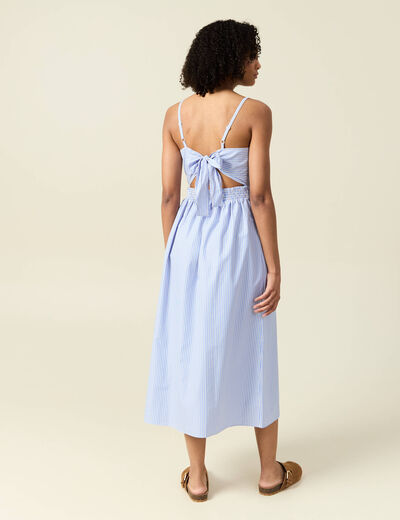 Robe longue trapèze bleu ciel femme