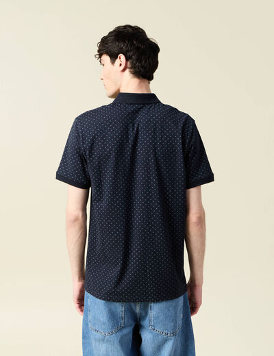 Polo cintr&eacute; manches courtes col polo bleu homme