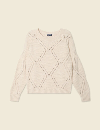 Pull manches longues ecru femme