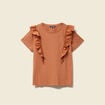 T-shirt en coton manches courtes marron cognac femme