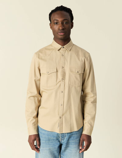 Chemise manches longues beige homme