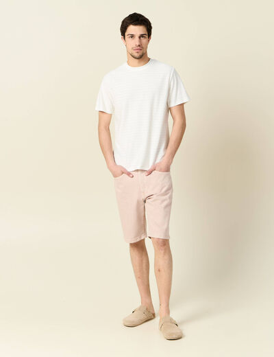 Bermuda droit en jean rose homme