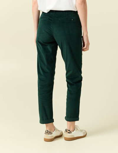 Pantalon large 7/8&egrave;me taille haute vert fonc&eacute; femme