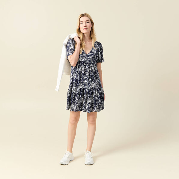robe evasee manches courtes bleu femme Robe évasée manches courtes bleu femme